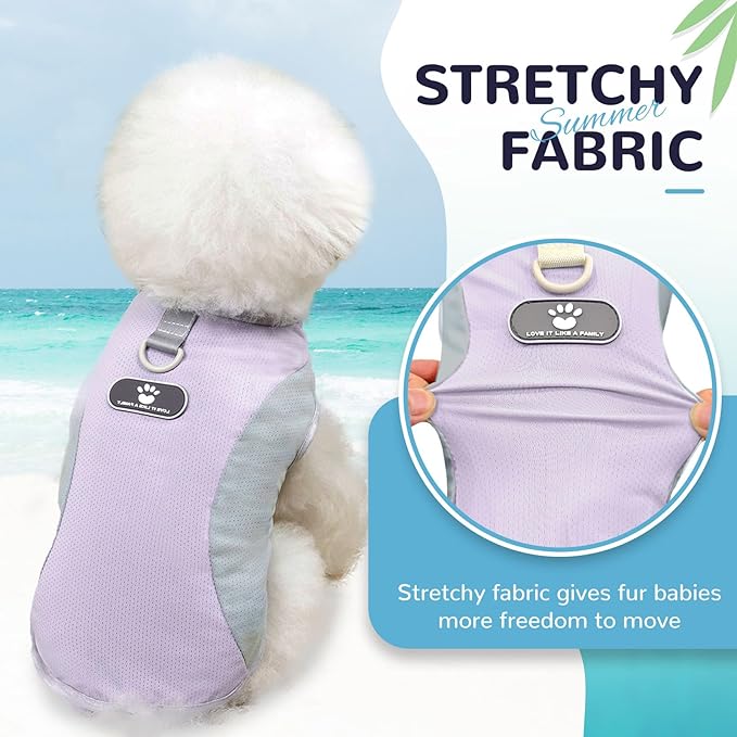 Dog Cooling Vest with D-Ring Dog Tshirt Sun Protection Small Puppy Clothes for Girls Boys Stretchy Shirts for Dogs Lightweight Breathable Shirt French Bulldog Frenchie Dachshund Clothes