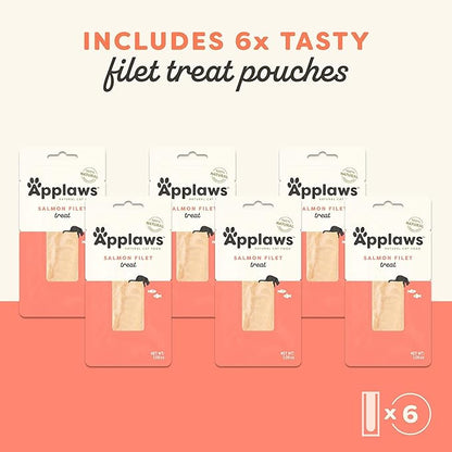 Applaws Natural Cat Treats, Grain-Free, Single Ingredient, Whole Protein Fillet, Healthy Snacks with No Artificial Additives (6 x 1.06oz Whole Salmon Loin)