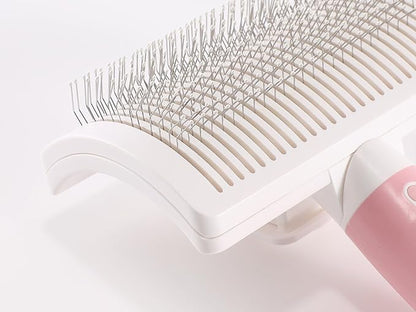 Dog Self-Cleaning Slicker Brush with One Button Fur Removal and Coated Tips Deshedding Brush for Medium or Long Hair Dogs Pink