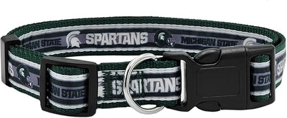 Pets First Collegiate PET Collar NEW Version Michigan State Spartans Dog Collar, Size Large. Best Sports Team Color for Dogs & Cats. A Shiny & Colorful Dog & Cat Collar Licensed by The NCAA