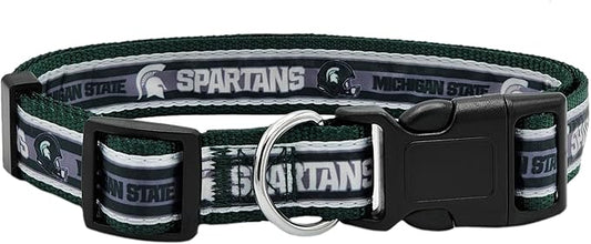 Pets First Collegiate PET Collar NEW Version Michigan State Spartans Dog Collar, Size Large. Best Sports Team Color for Dogs & Cats. A Shiny & Colorful Dog & Cat Collar Licensed by The NCAA