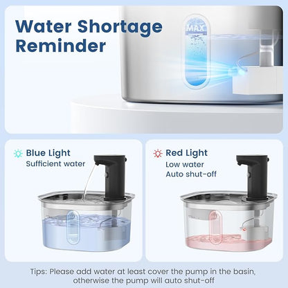 Water Pump with Shortage Alert Sensor and LED Light for Petlipo Wireless Cat Water Fountain