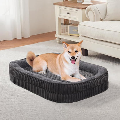 Orthopedic Dog Bed for Medium, Large Dogs Breeds, High Density Egg Crate Foam Dog Sofa Beds with Four Sided Bolster,Oval Kennel Bed, Pet Couch Bed,Removable Washable Cover& Non-Slip Bottom