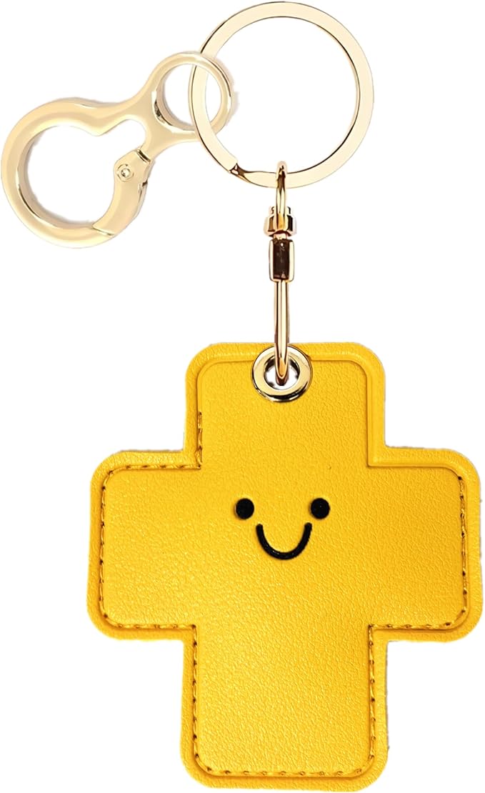 Leather Airtag Keychain Case Holder,Cute Protective Apple Air Tag Cover with Key Ring,Anti-Scratch Hidden Finder GPS Tracker Case for Wallet Keys,Bag,Pets,Backpack(Cross)