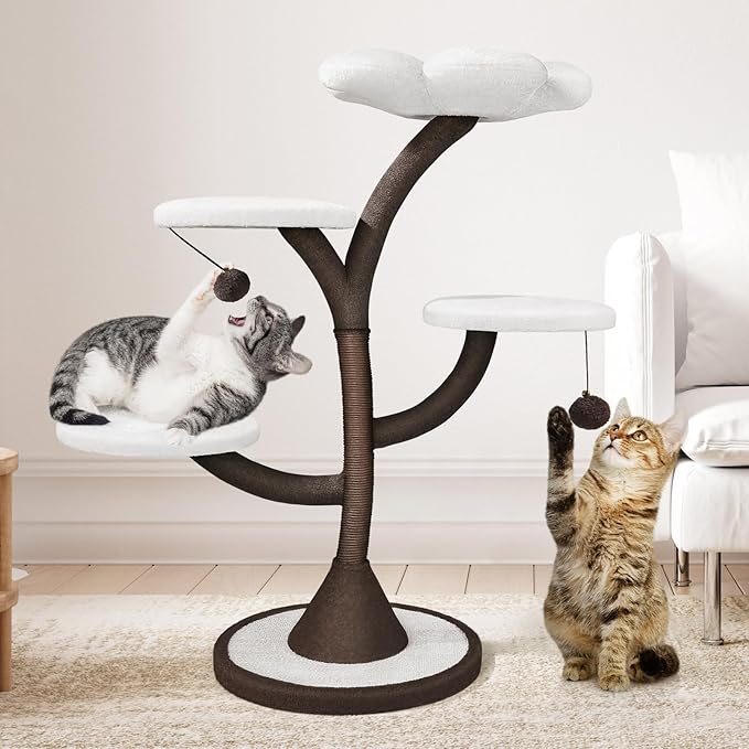 Mavpet Multi-Level Modern Cat Tree, All-in-One Cat Tower with Scratching Post, Flower Cat Tree Houses for Indoor Cats