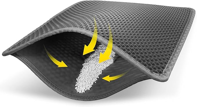 Cat Litter Mat 30" x 24" LARGE Size, Urine Proof Waterproof Sleeping Pad, Premium EVA No Phthalate, Washable Easy Clean, Trapping for Litter Box Anti Tracking Kitty Mats Gray