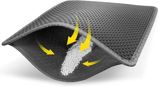 Cat Litter Mat 30" x 24" LARGE Size, Urine Proof Waterproof Sleeping Pad, Premium EVA No Phthalate, Washable Easy Clean, Trapping for Litter Box Anti Tracking Kitty Mats Gray