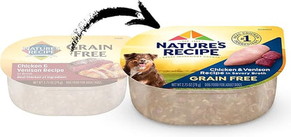 Nature’s Recipe Grain Free Wet Dog Food, Chicken & Venison Recipe, 2.75 Ounce Cup (Pack of 12)