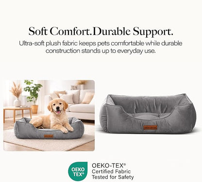 Modern Threads Luxury Dog Bed - Comfortable Tufted Velvet Cushion for Small to Medium Dogs - Machine Washable - Durable & Cute Sleep Space for Pets - Pamper Your Pet with Cozy Beds - Charcoal