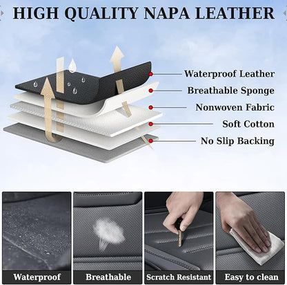 Coverado Car Seat Covers, Front Covers for Cars, Car Seat Cover Front Seats, Car Seat Protector Waterproof, Leather Car Seat Cushion, Universal Interior Covers Seat Protectors for Most Cars Black