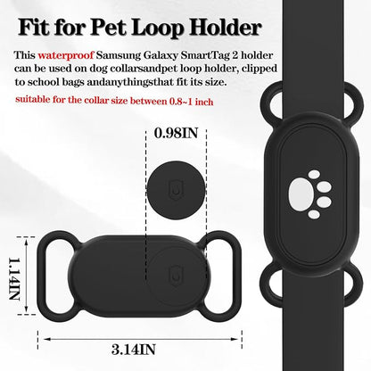Waterproof Dog Collar Holder Compatible with Samsung Galaxy SmartTag2, Silicone GPS Tracker Hidden Loop Holder for Smart Tag2, Anti-Lost Tag2 Case(Green)