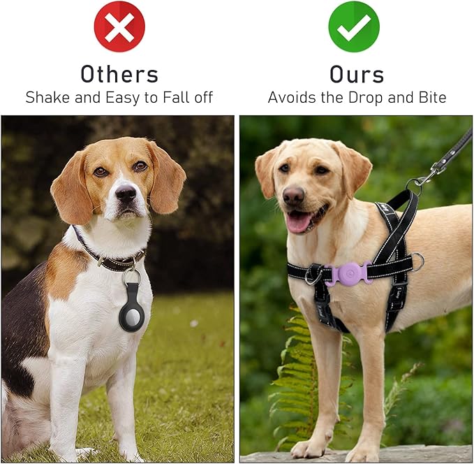 Vancle at Case for Dog Collar, Waterproof Apple Air Tag Protective Holder GPS Tracking Finder for Pet, Silicone Case for Dog Collar Cat Loop Holder Pet Accessories