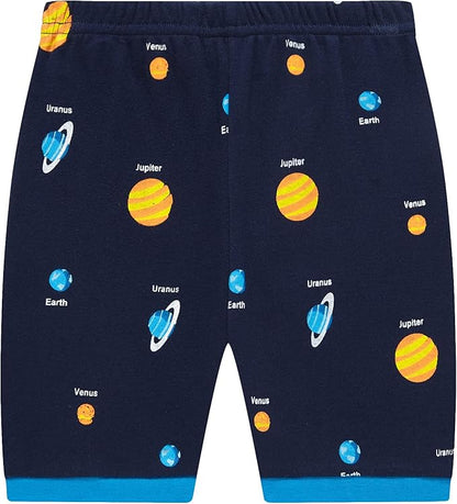 Popshion Boys Pajamas 100% Cotton Toddler Clothes Summer Pjs for Boy Planet Dinosaur Sleepwear Kids Short Sets 2-10 Years