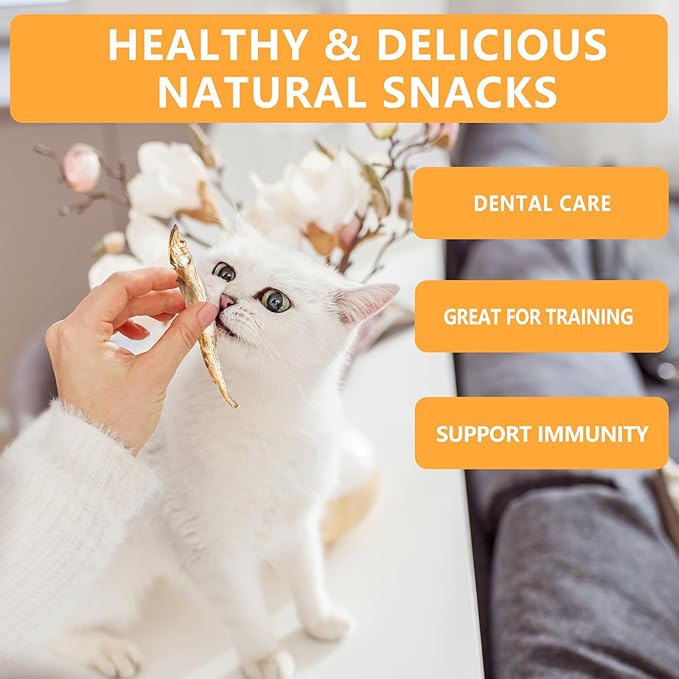Freeze Dried Capelin with Roe Dogs Treats, Whole Fish for Dog & Cat - Single Ingredient, High Protein, Rich in Omega 3 for Skin & Coat Health, Grain-Free, Wild-Caught (6.4 oz)