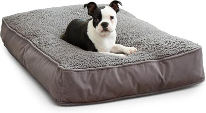 Buster Deluxe Reversible Pillow Style Sherpa Dog Bed, Gray, Small (36 x 24 in.)