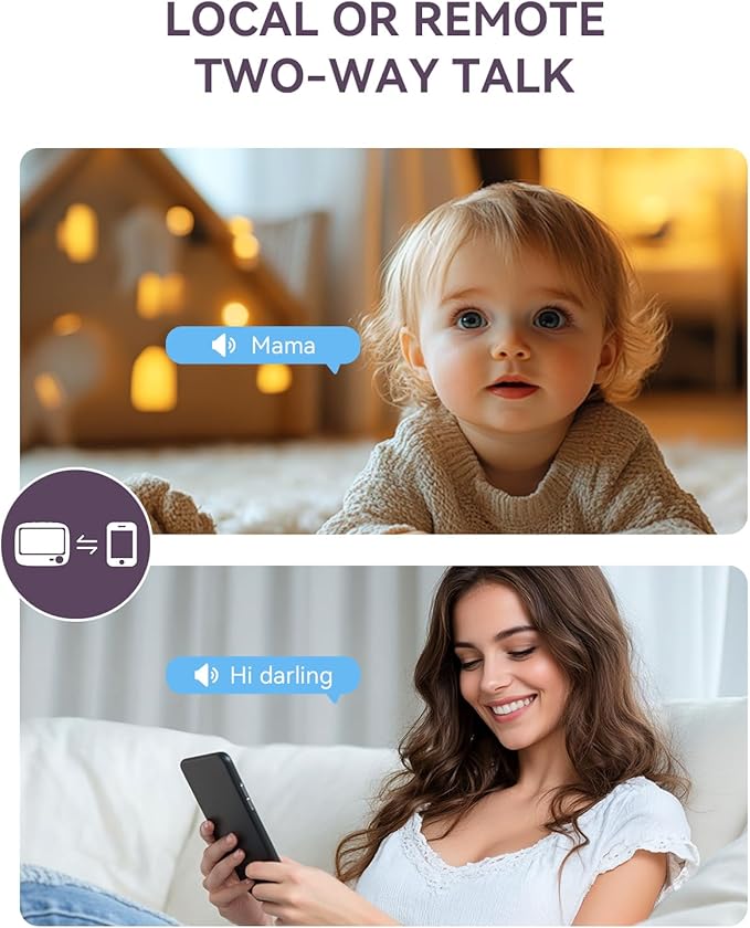 Comfyer Baby/Pet Monitor for Indoor Security, Monitoring with Smart Phone app, 2K QHD Resolution, Auto Tracking/Motion Dection, 2-Way Audio Talk, Night Vision, Pan-Tilt Camera