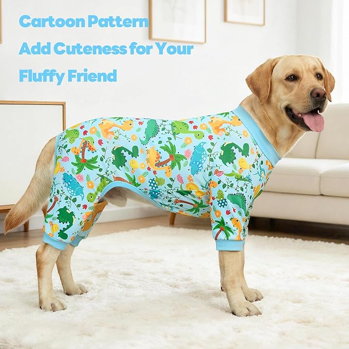 XPUDAC 4 Pack Dog Pajamas Soft Strechy Summer Doggie Clothes for Medium Large Dogs Boy Girl Dog Onesie Pjs Cat Apparel, 5XL