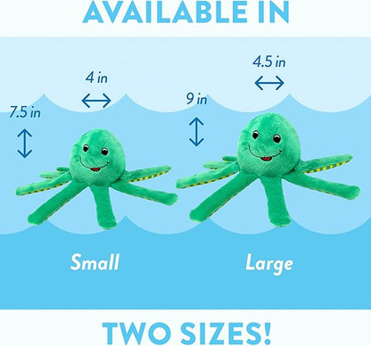 Spunky pup Clean Earth Plush Octopus | Made from 100% Recycled Water Bottles | Large, Green (7208)