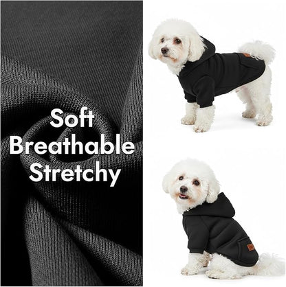 2 Pack Dog Hoodie Warm Hood Dog Sweater Cold Weather Small Dogs Sweatshirt Comfort Pet Clothes for Small Medium Dogs with Pockets Cats Chihuahua Clothes for Male Female Girl Boy Sporty Daily Wear