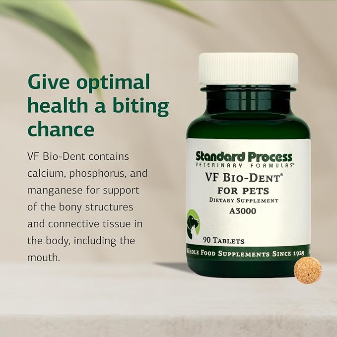 Standard Process Inc. VF Bio-Dent for Pets - Bone Growth & Healthy Tissue Support Pet Supplement - Overall Mouth Health Support Supplement - Nutritional Supplement for Cats & Dogs - 90 Tablets