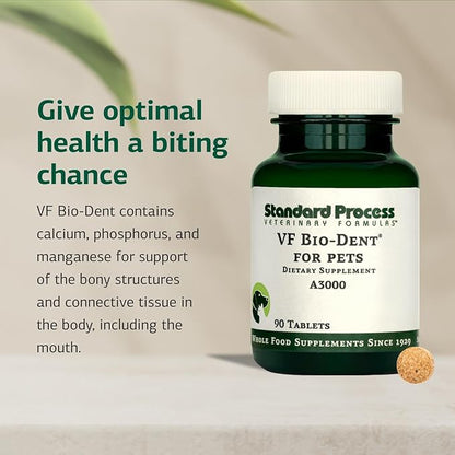 Standard Process Inc. VF Bio-Dent for Pets - Bone Growth & Healthy Tissue Support Pet Supplement - Overall Mouth Health Support Supplement - Nutritional Supplement for Cats & Dogs - 90 Tablets
