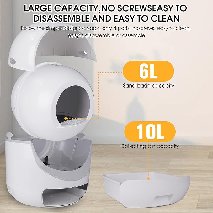 Self Cleaning Cat Litter Box, Smart Litter Box with Large Capacity, No Scooping, Odor Removal, APP Control Support 5G&2.4G WiFi, Easy Clean, Automatic Litter Box for Multiple Cats, Quiet