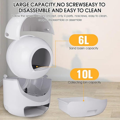 Self Cleaning Cat Litter Box, Smart Litter Box with Large Capacity, No Scooping, Odor Removal, APP Control Support 5G&2.4G WiFi, Easy Clean, Automatic Litter Box for Multiple Cats, Quiet