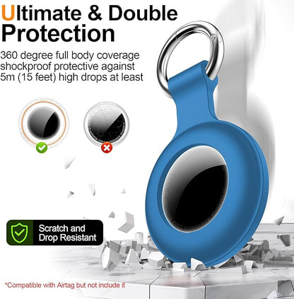 1|2|4Pack for Apple AirTag Holder,for Air Tag 2nd &1st Genaretion,Waterproof GPS Tracker Air Tag Keychain with Cover Anti-Scratch Silicone for Air-Tag Case for Pets,Kids-Blue+Brown+Orange+Rose Red