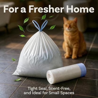 Petcove Cat Litter Box Liners, Carbon Litter Deodorizers Bundle For PurrTek Max & Light| Drawstring Bags for Automatic & Self-Cleaning Litter Boxes | Unscented (PurrTek Max Accessories)