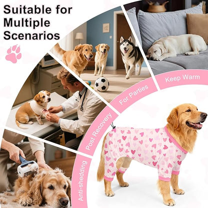 Bienbee Dog Pajamas, 4 Pack Dog Recovery Suit Shedding Suit Cute Soft Puppy Clothes Dogs Pjs Onesies Jammies Adjustable Breathable & Stretchy Clothes for Small Medium Large Dogs Girl Boy Puppy-3XL