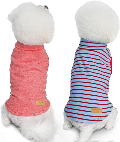 KYEESE 2Pack Dog Sweater Pullover Dog Sweaters for Small Dogs Girl Stretchy Pet Sweatshirt Small Pets Sweaters Turtleneck Pet Coats Warm Pets Clothes Soft Dogs Clothes