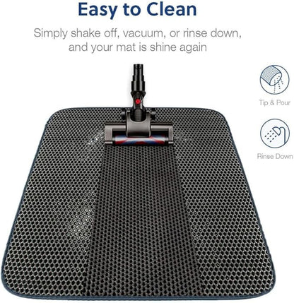 WePet Cat Litter Mat, Kitty Litter Trapping Mat, Honeycomb Double Layer Mats, No Phthalate, Urine Waterproof, Easy Clean, Scatter Control, Catcher Litter Tray Box Rug Carpet