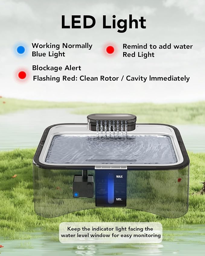 UPSKY Replacement Pump for 2.25 Gallon/8.5L Elevated Dog Water Fountain, Upgraded Water Pump with Water Tube, LED Indicator, Clog Alert, USB Power Cord
