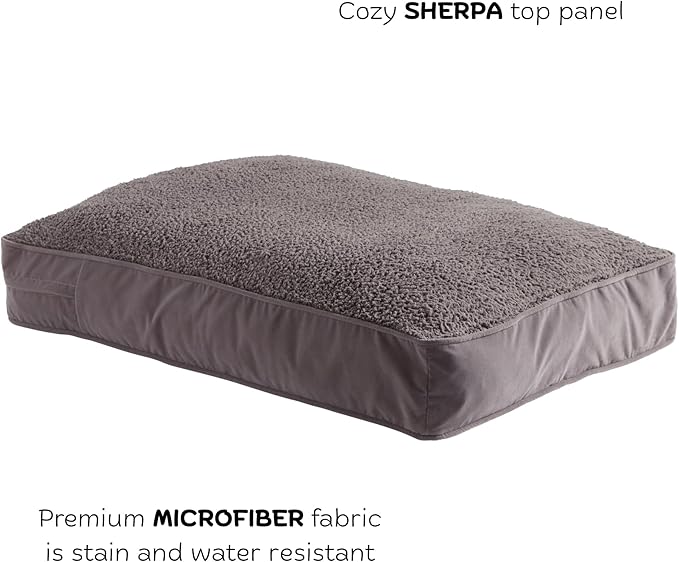 Buster Deluxe Reversible Pillow Style Sherpa Dog Bed, Gray, Small (36 x 24 in.)