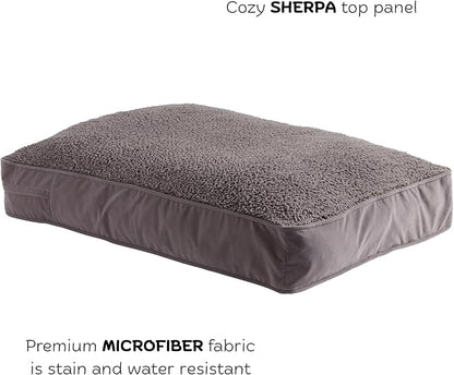 Buster Deluxe Reversible Pillow Style Sherpa Dog Bed, Gray, Large (48 x 36 in.)