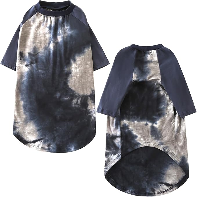 Dog Cotton Black Grey Tie Dye T-Shirts Soft and Stretchy Breathable Pet Shirt Pajamas Pets Clothes for Large Dogs,XL Grey