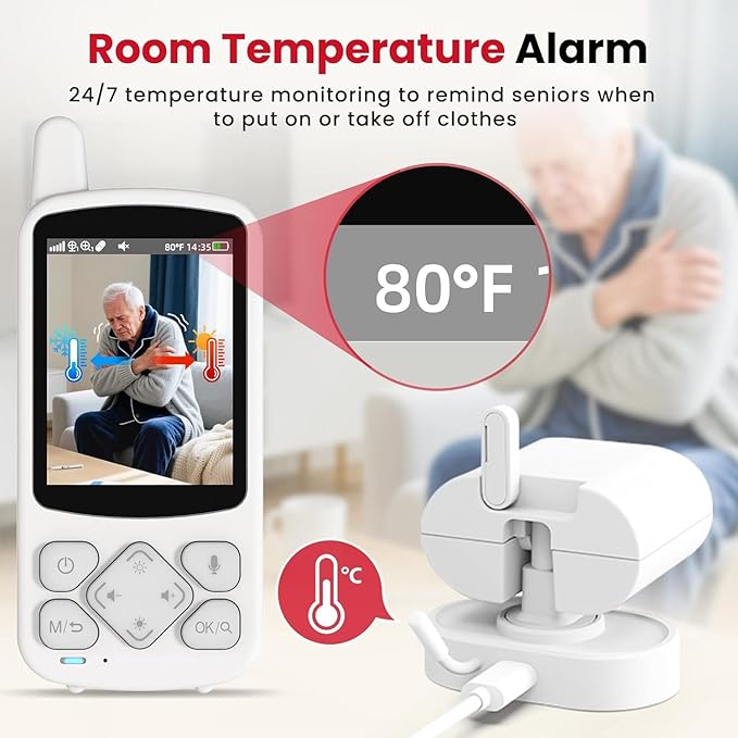 CallToU Elderly Monitor with Camera and Audio, 2-Way Talk Baby Monitors for Elderly No Wi-Fi Video Monitor for Elderly,Call Button Nursing Home Use | for Seniors, Dementia Patients 1 Camera