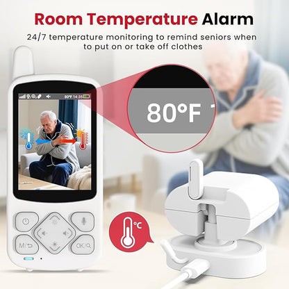 CallToU Elderly Monitor with Camera and Audio, 2-Way Talk Baby Monitors for Elderly No Wi-Fi Video Monitor for Elderly,Call Button Nursing Home Use | for Seniors, Dementia Patients 2 Camera
