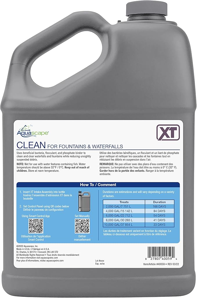 Aquascape Clean Water Treatment for Smart Fountain Dosing System XT, 1 Gal / 3.78L, 40059