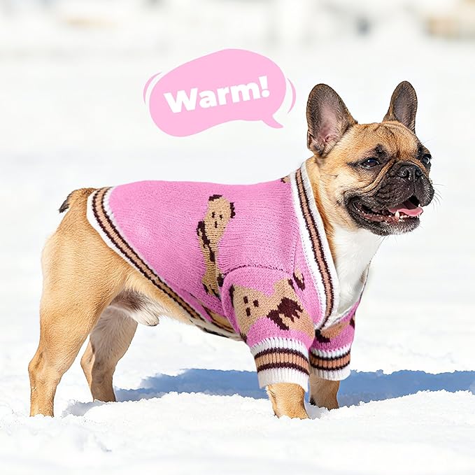 PETCARE Small Dog Sweater Cute Bear Dog Cardigan Coat Clothes for Small Medium Dogs Boy Girl Cat Sweaters Clothes for Cats Only Soft Warm Fall Winter Puppy Knitted Outfits Chihuahua Shih Tzu, Pink