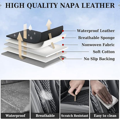 Coverado Car Seat Covers, Back Car Seat Cover, 3-Pieces Leather Seat Cover, Luxury Car Seat Cushion, Luxury Seat Cover Seat Protector Universal Most Cars Trucks SUV
