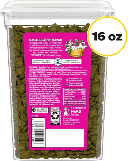 Temptations Cat Treats, Classic Crunchy and Soft Cat Treats, Blissful Catnip Flavor, Catnip Treats, 16 oz. Tub