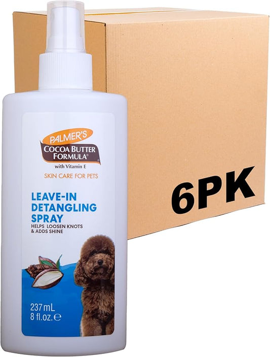 Palmer's for Pets Detangling & Conditioning Spray with Cocoa Butter; Leave-in Dog Conditioner with Vitamin E and Cocoa Butter, De-Matting Spray for Dogs, 8 Fl Oz - 6 Pack