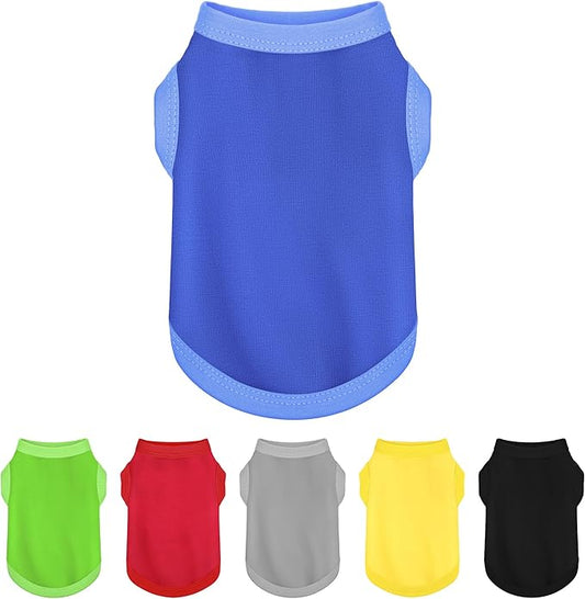 Elevate Your Dog's Fashion Quotient with Colorful and Breathable Sleeveless Cotton Shirts! Perfect Pet Apparel for Small to Medium Dogs Blue XS
