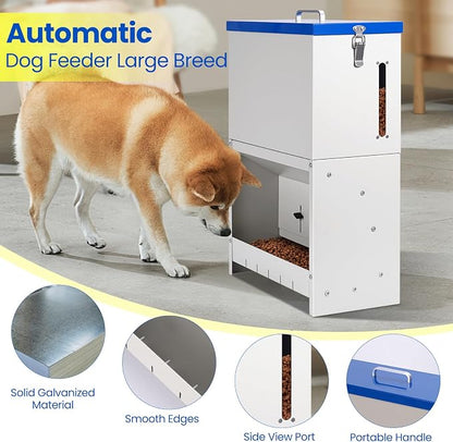 22lbs Gravity Dog Feeder - Automatic Dog Feeder Large Breed | Dog Food Dispenser,Adjustable Feeding Speed,Two Installation Method,Solid Material, Viewing Window Design,for Cat Dog