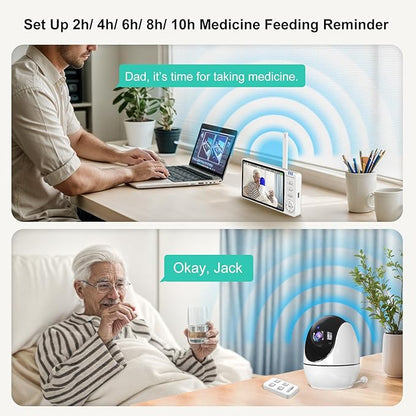 Elderly Monitors with Camera and Audio, Two-Way Talk Room Monitors for Elderly, Med Reminder Camera for Elderly Monitoring, Baby Monitors for Elderly Care and Caregivers, Video Monitor for Elderly