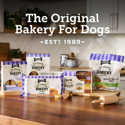 Three Dog Bakery Lick'n Crunch Baked Dog Treats, Carob and Peanut Butter Flavor, 13 Ounce Box, 6-Pack (114059)
