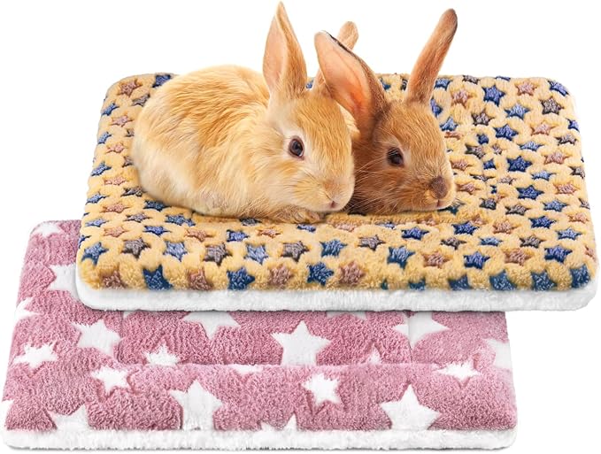 2 Pcs Guinea Pig Bed, Washable Rabbit Bunny Bed Mat Warm Small Animal Bed Pad Guinea Pig Pillow Pet Bed Mat for Chinchilla Hedgehog Ferret (19.3" x 12.6")
