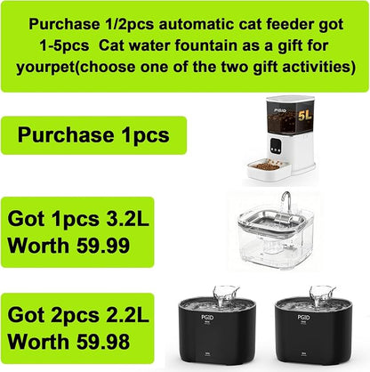 Automatic Cat Feeder,2.4G WiFi Automatic Dog Food Dispenser,Auto Dog Feeder with APP Control,5L Timed Auto Cats Food Dispenser w 2-Way Audio for Multiple Pet