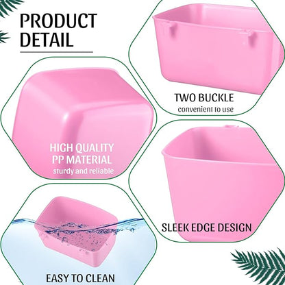 Zhehao 20 Pcs Bird Cage Cups Chicken Feeder Waterer Cups 18 oz Pigeon Feeder Plastic Poultry Wire Cage Hanging Rooster Chicken Water Bowl for Pet Bunny Gamefowl Poultry(Pink)